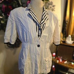 VTG 80s/90s White Blazer with Black Stripes